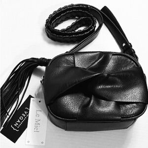 NWT Le Miel Vegan Black Crossbody Bag with Tassel